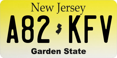 NJ license plate A82KFV