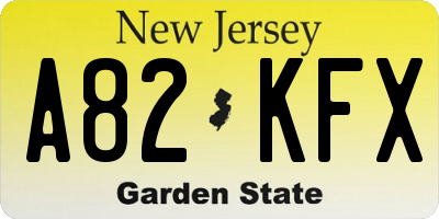 NJ license plate A82KFX