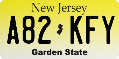 NJ license plate A82KFY