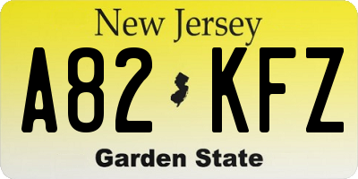 NJ license plate A82KFZ