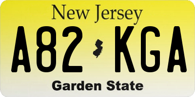 NJ license plate A82KGA