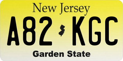 NJ license plate A82KGC