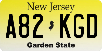 NJ license plate A82KGD