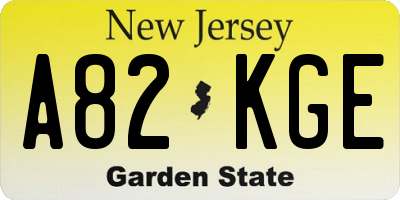 NJ license plate A82KGE