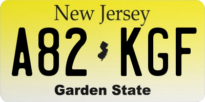 NJ license plate A82KGF
