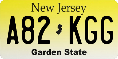 NJ license plate A82KGG