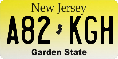 NJ license plate A82KGH