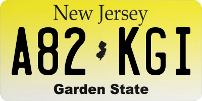 NJ license plate A82KGI