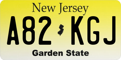 NJ license plate A82KGJ