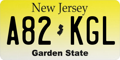 NJ license plate A82KGL