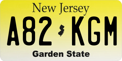 NJ license plate A82KGM