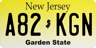 NJ license plate A82KGN