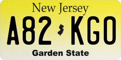 NJ license plate A82KGO