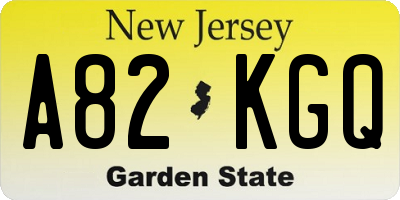 NJ license plate A82KGQ