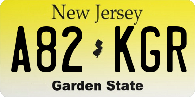 NJ license plate A82KGR