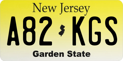 NJ license plate A82KGS