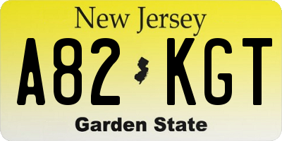 NJ license plate A82KGT