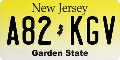 NJ license plate A82KGV