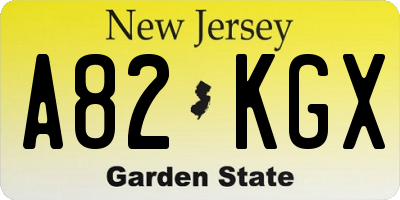 NJ license plate A82KGX