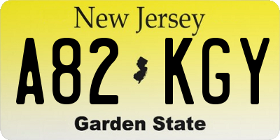 NJ license plate A82KGY