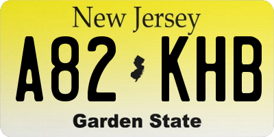 NJ license plate A82KHB