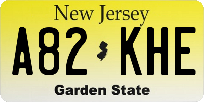 NJ license plate A82KHE