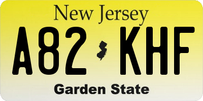 NJ license plate A82KHF