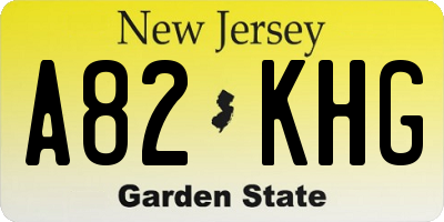 NJ license plate A82KHG
