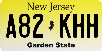 NJ license plate A82KHH