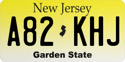 NJ license plate A82KHJ