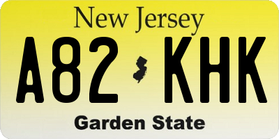 NJ license plate A82KHK