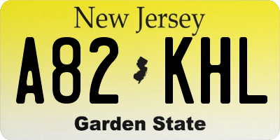 NJ license plate A82KHL