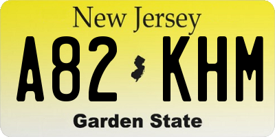 NJ license plate A82KHM