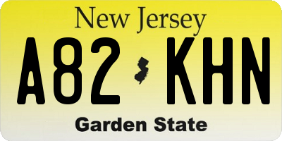 NJ license plate A82KHN