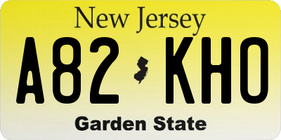 NJ license plate A82KHO