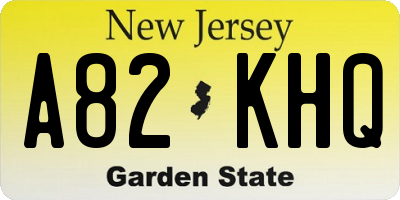 NJ license plate A82KHQ