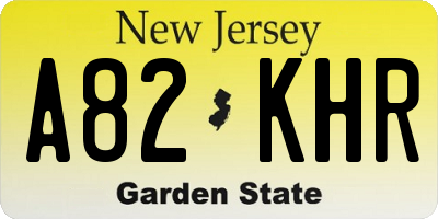 NJ license plate A82KHR