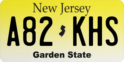NJ license plate A82KHS