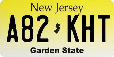 NJ license plate A82KHT