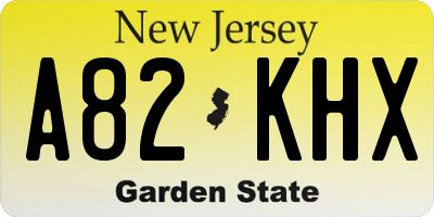 NJ license plate A82KHX