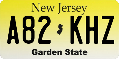 NJ license plate A82KHZ