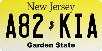 NJ license plate A82KIA