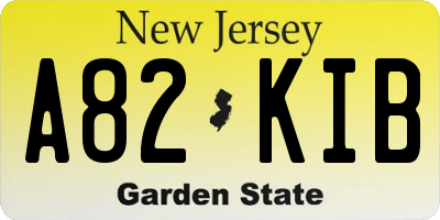 NJ license plate A82KIB