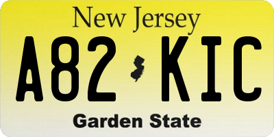 NJ license plate A82KIC