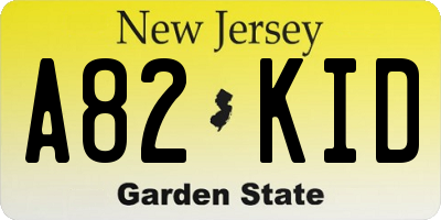 NJ license plate A82KID