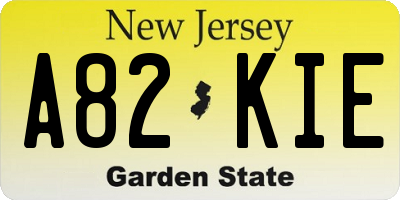 NJ license plate A82KIE