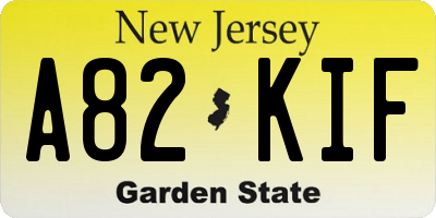 NJ license plate A82KIF