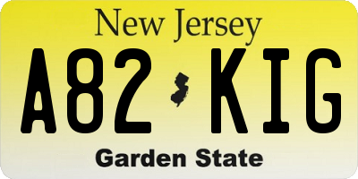 NJ license plate A82KIG