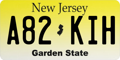NJ license plate A82KIH