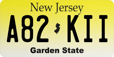 NJ license plate A82KII